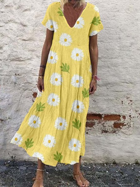 

Abito Stampato Semplice, Giallo, Summer dresses