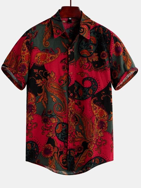 

Full print Summer Short Sleeve Shirt, Red, Men
