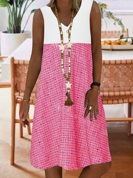 Sleeveless A-Line Dresses Pink/XL