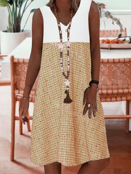 Sleeveless A-Line Dresses Khaki/XL