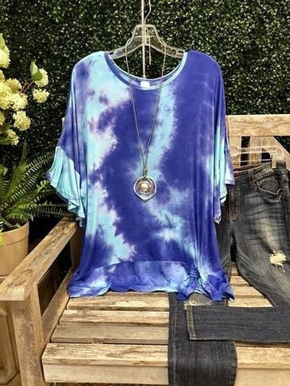 

T-Shirt a O-collo Casuale, Blu, T-Shirts