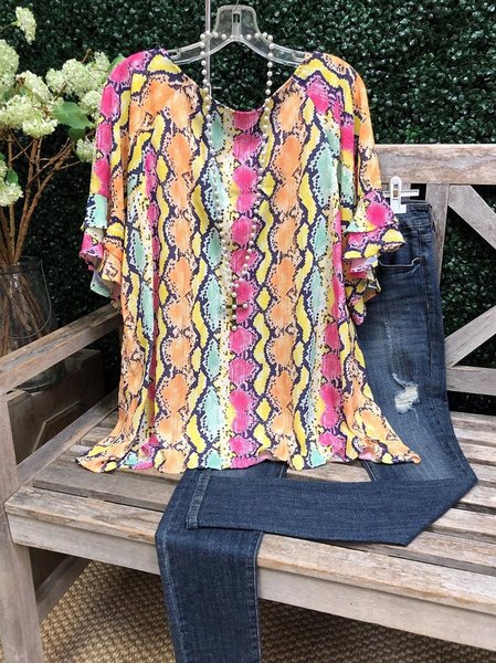 

Top Casuale di Cotone, Giallo, T-Shirts