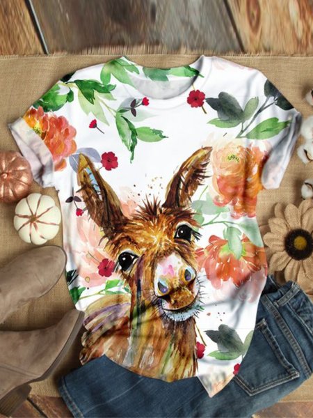 

T-Shirt Stampato Floreale, Bianco, T-Shirts