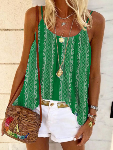 Top Stampato, Verde, Tops