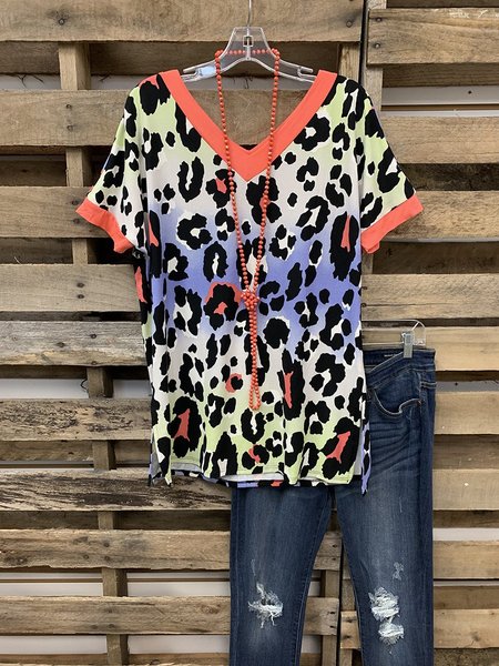 T-Shirt con Scollo a V Profondo con Cucitura, Come immagine, T-Shirts