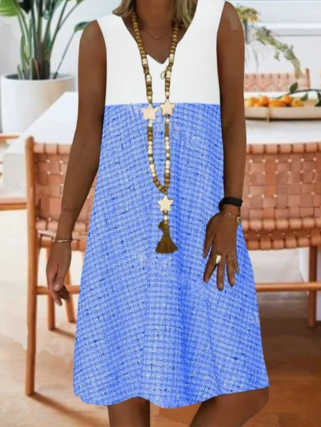 Sleeveless A-Line Dresses Blue/4XL