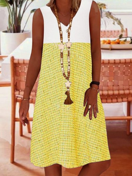 Sleeveless A-Line Dresses Yellow/5XL