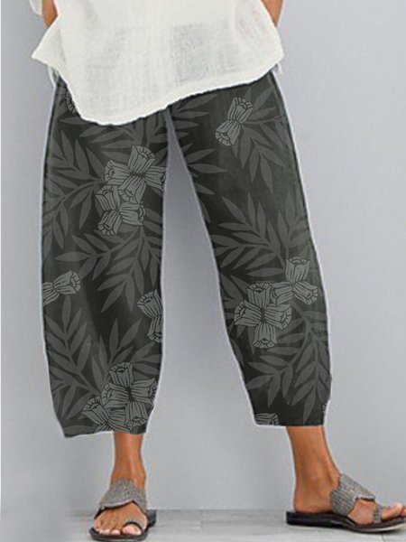 Pantaloni Casuale di Misto Cotone, Verde, Pants