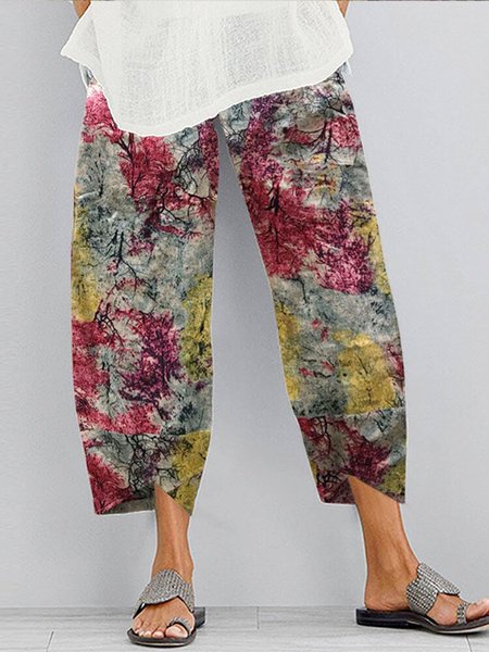 

Pantaloni Stampato Vintage di Cotone, Rosso, Pants