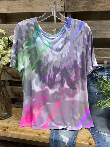 

T-Shirt con Scollo a V, Colore, T-Shirts