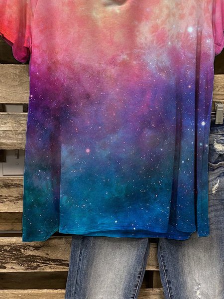 

T-Shirt con Scollo a V di Misto Cotone, Rosso, T-Shirts