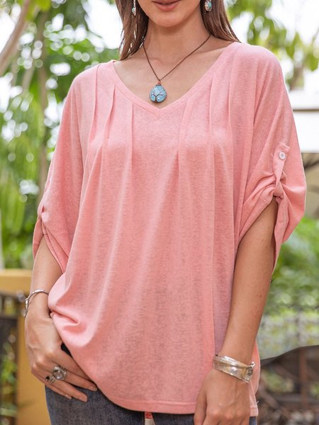 

Women Cotton Long Sleeve Plain Basic Tee, Pink, Tops