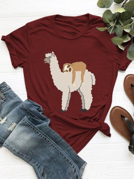 

T-Shirt Casuale Stampato Floreale, Vino rosso, T-Shirts