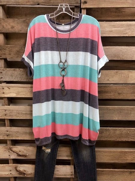 

Top a O-collo di Cotone, Rosa, T-Shirts