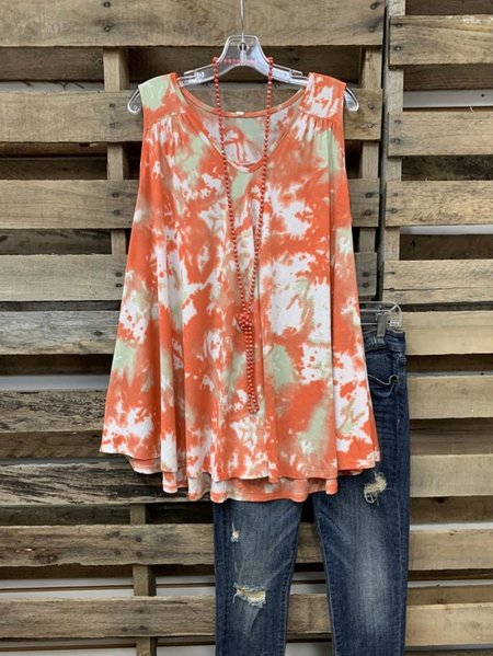 

Top Casuale di Misto Cotone, Rosso, T-Shirts