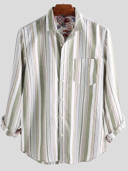 

Lightgreen V Neck Cotton Casual Shirts, Men's Floral shirt