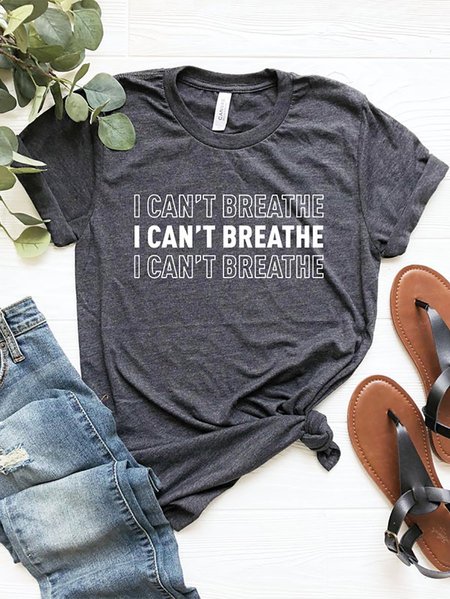 

Gray Letter Short Sleeve Cotton T-shirt, T-shirts