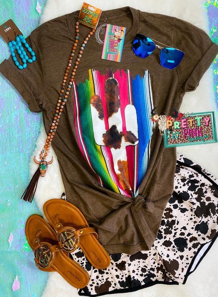 

Brown Crew Neck Printed Short Sleeve Cotton Shirts & Tops, T-shirts