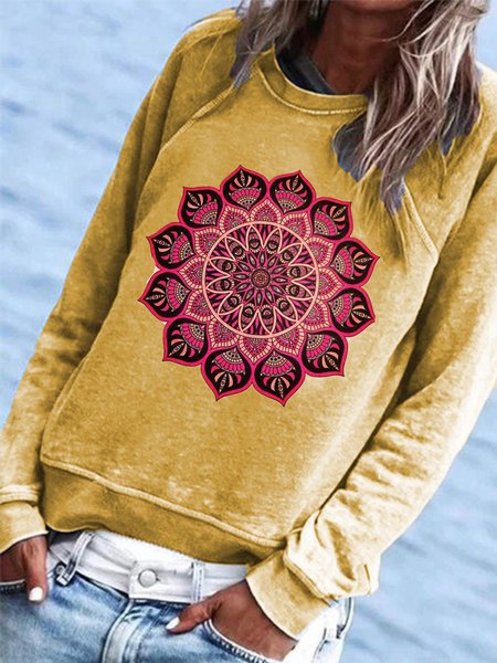 

Top Casuale Stampato di Misto Cotone, Giallo, Blouses & Shirts