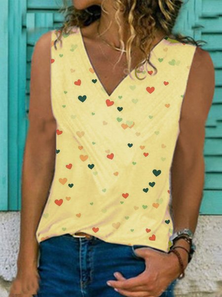 

Top Vintage di Misto Cotone, Giallo, Tank Top