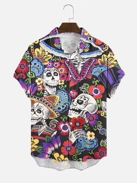 

Multicolor Casual Cotton V Neck Printed Shirts, Men's Floral shirt