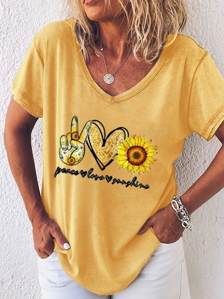 

Top Stampato di Cotone, Giallo, T-Shirts