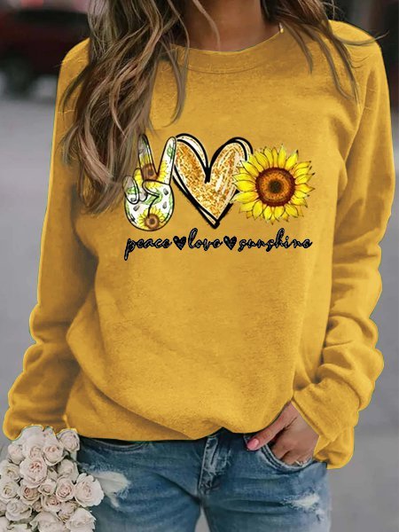 

Women Long Sleeve Solid Casual Yellow Sweatshirts Tops, Hoodies&Sweatshirts