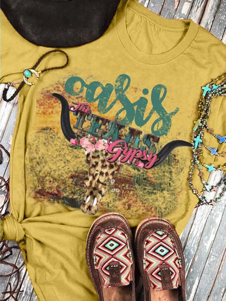 

Yellow Short Sleeve Crew Neck Cotton Shirts & Tops, T-shirts