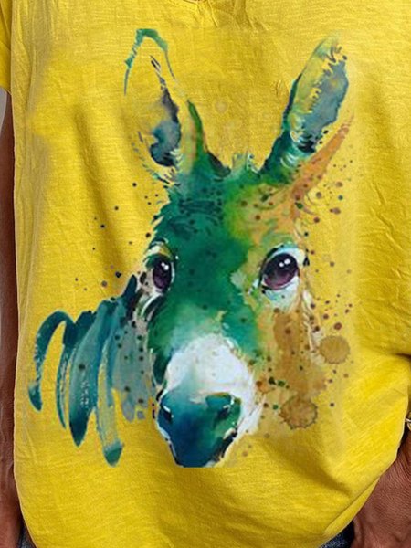 T-Shirt di Misto Cotone, Giallo, T-Shirts