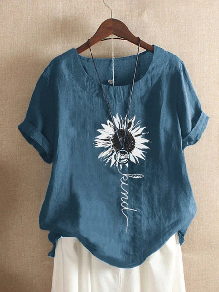 Round Neck Short Sleeve Casual Top