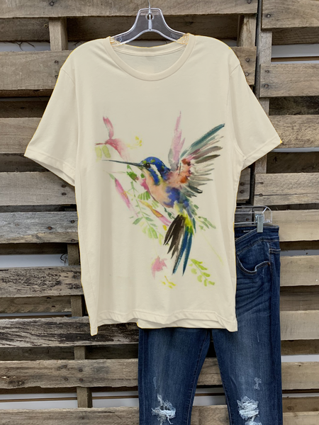 

Top Stampato Casuale, Bianco, T-Shirts