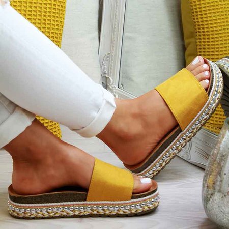 

Women Comfy Leopard Summer Slipper, Yellow, Sandals