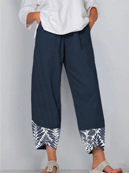 

Printed Casual Pants, Navy blue, Pants