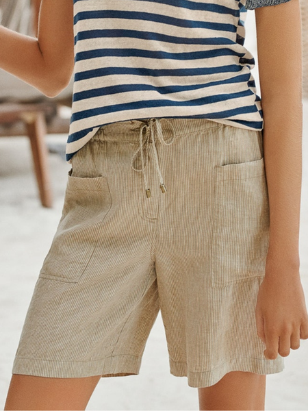 

Pantaloni a Righe con Tasche Casuale, Cachi, Shorts