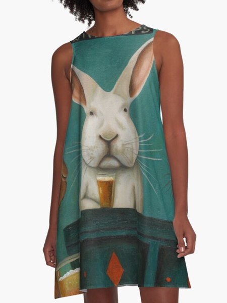 Abito Casuale Animale di Cotone, Verde, Summer dresses