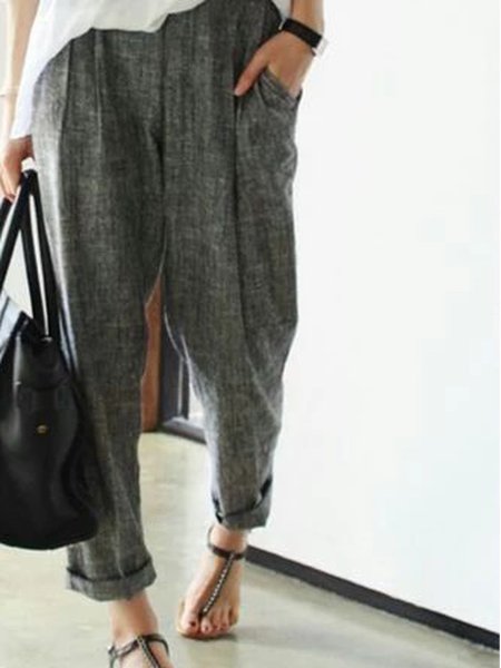 

Pantaloni di Cotone & Lino, Grigio, Pants