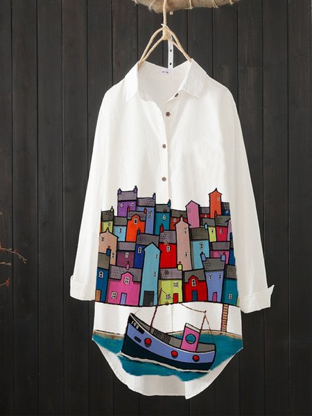 

White Cotton-Blend Vintage T-Shirt & Top, Blouses
