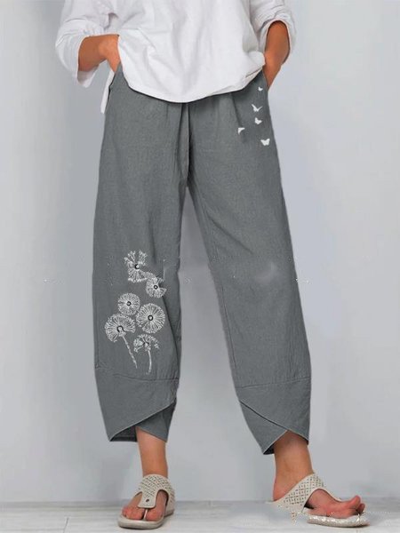 

Asymmetrical Casual Pants, Gray, Pants