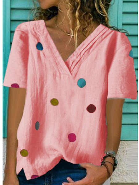 

Top con Scollo a V, Rosso, T-Shirts