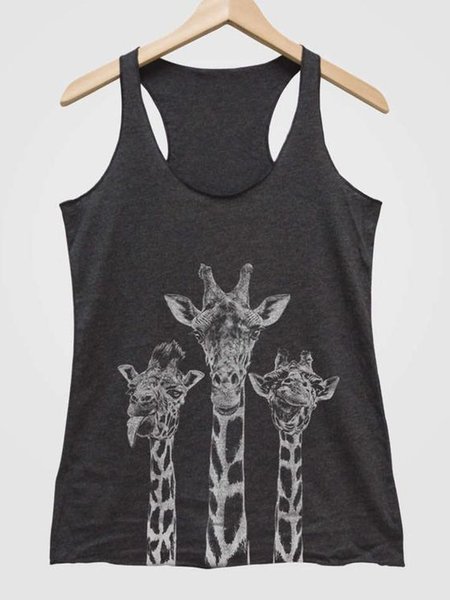 Top a Girocollo, Grigio, Tank Top