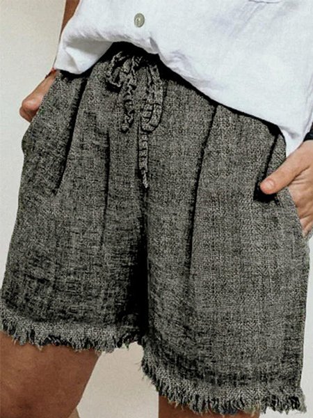 

Cachi scuro Semplice Tasche Pantaloni, Nero, Shorts