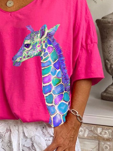 

Pink V Neck Short Sleeve Shirt & Top, Tees & T-shirts