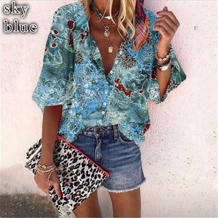 

Top Bohemian Stampato, Celeste, Blouses & Shirts