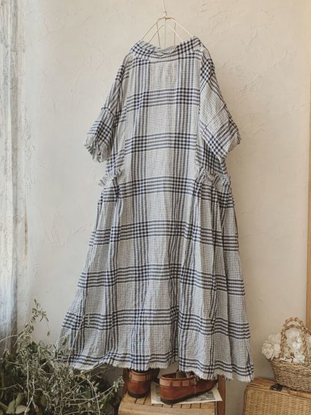 

Abito a Girocollo con Tasche a Quadri, Grigio chiaro, Dresses