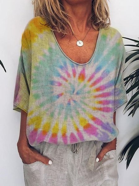 

T-Shirt Casuale Ombre/Tintura a Nodi, Colore, Blouses & Shirts