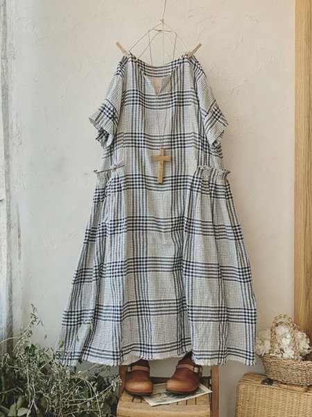 

Abito con Scollo a V con Tasche, Grigio chiaro, Midi Dresses