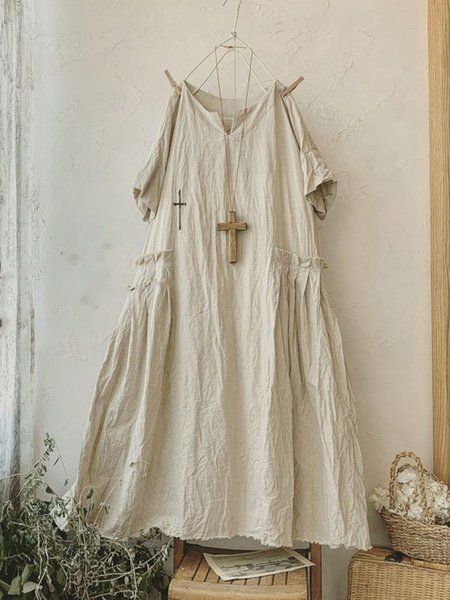 

Maxi Abito con Tasche, Albicocca, Midi Dresses