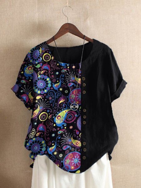 

Top Stampato Floreale, Nero, Blouses & Shirts