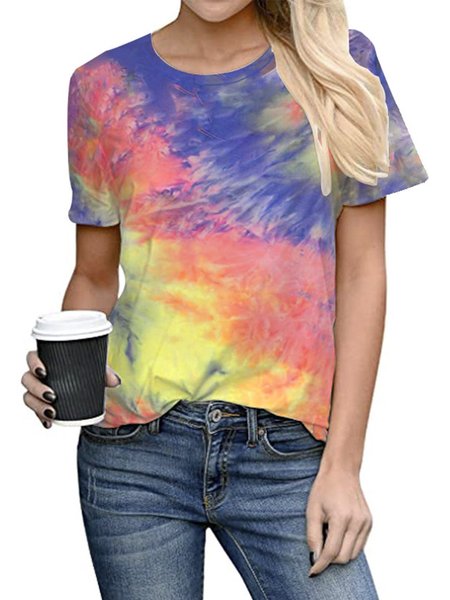 

Women Rainbow Tie Dye Shift T-shirt, Yellow, T-Shirts