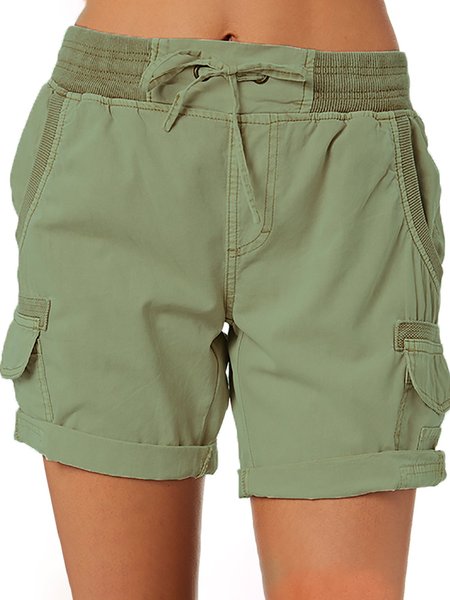 

Pantaloncini Casuale Coulisse di Misto Cotone, Verde, Shorts